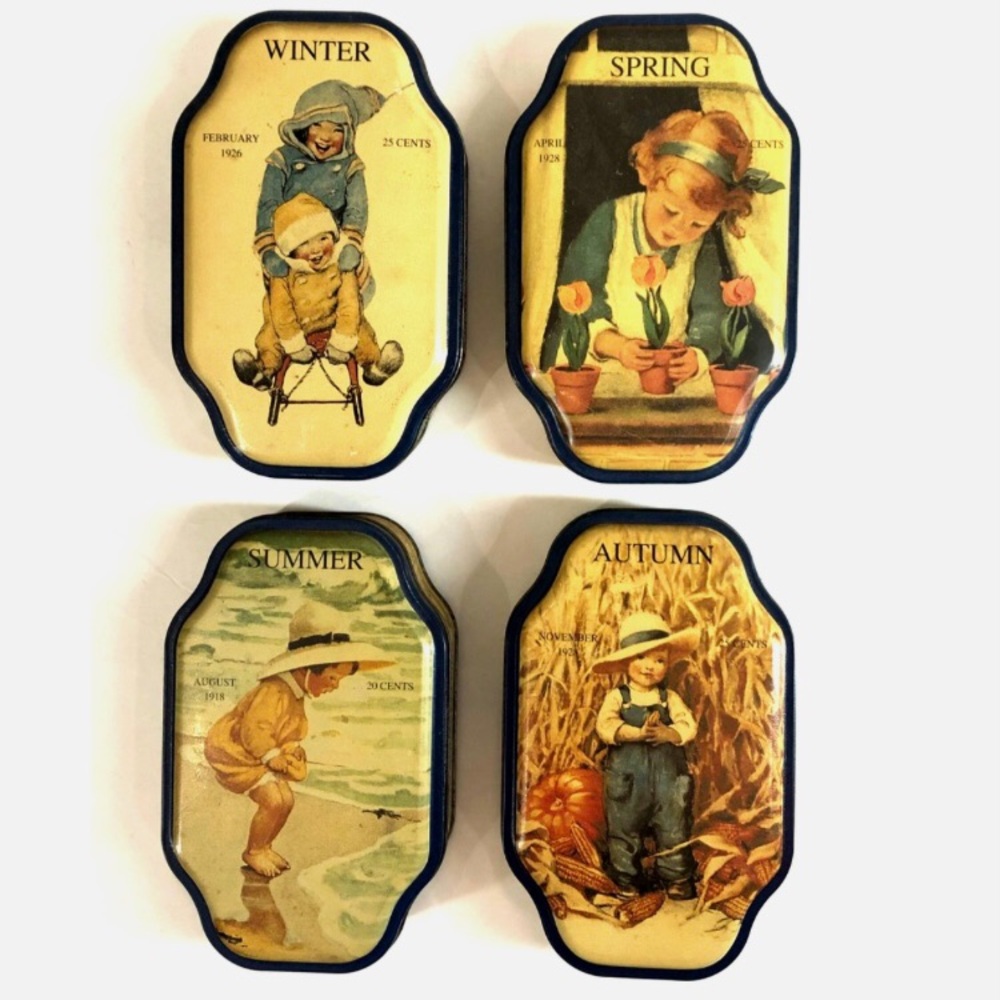 Vintage Good Housekeeping set of 4 Tins Seasons Magazine Cover Art